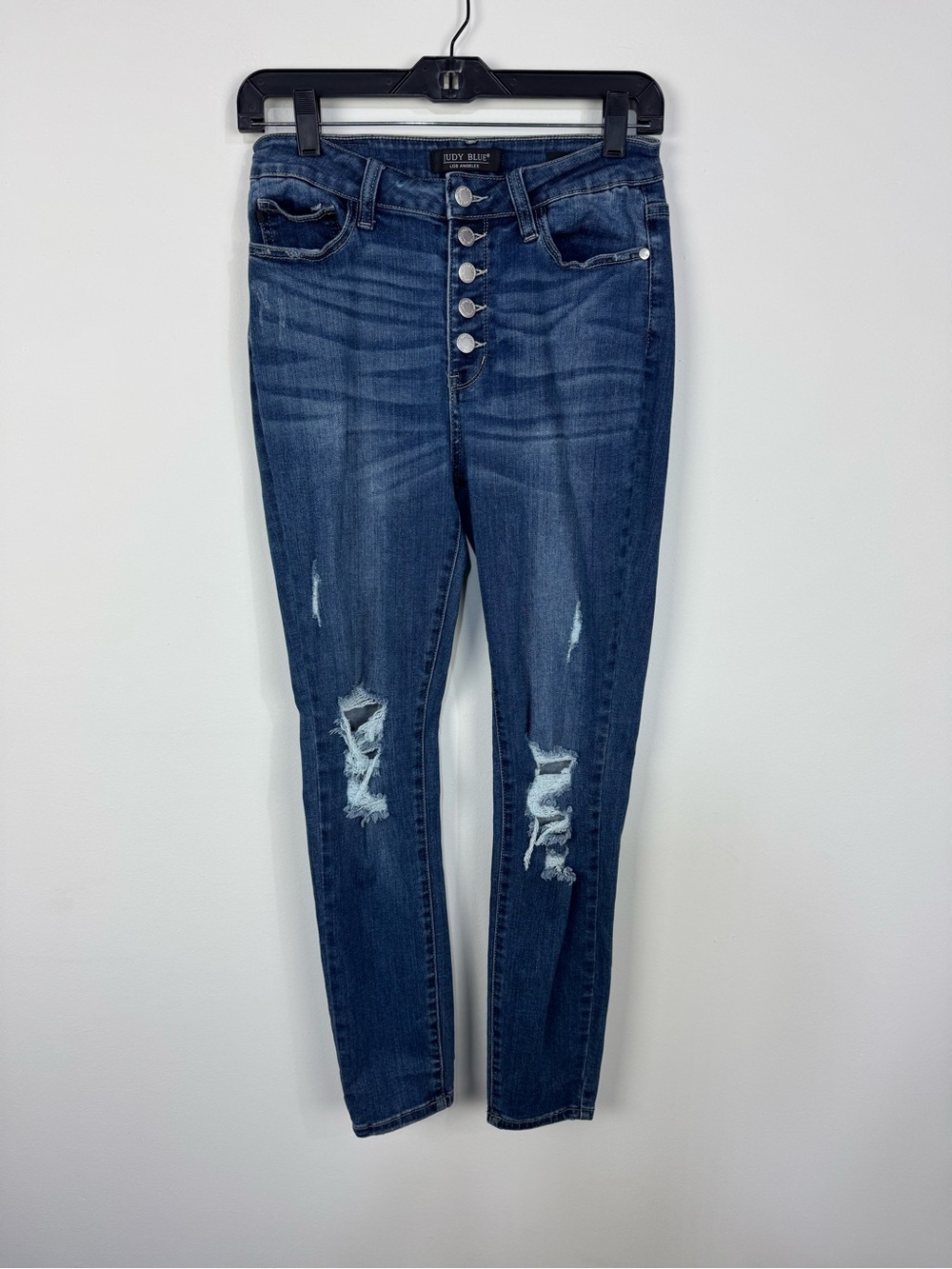 Judy Blue Skinny Fit Leopard Animal Print Denim Jeans Button Fly